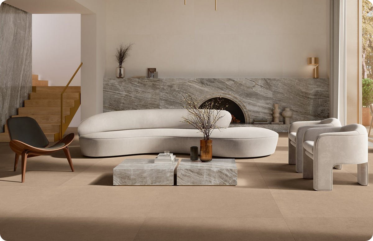 Porcelain surfaces in a timeless interior