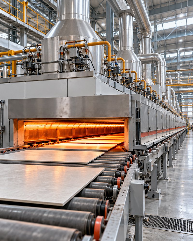 Roller kiln at the Brixen plant in Morbi